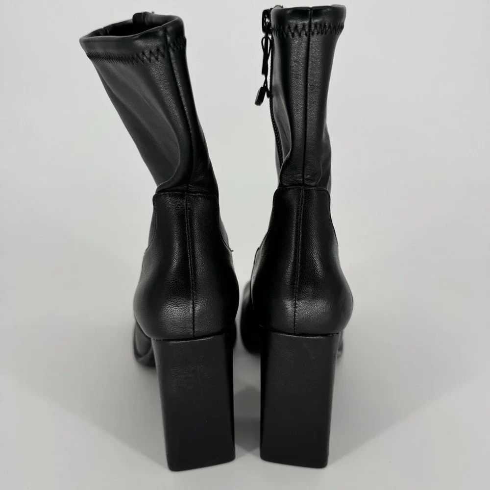 Mango MNG Black Boots Women's Size 6.5‎ EU 37 Chunky Heeled Round Toe Ankle